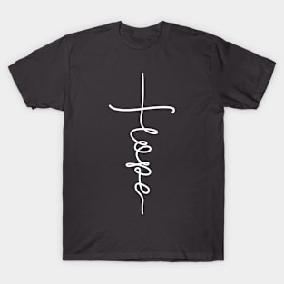 'Hope' Cross Religious Christian Design in white T-Shirt
